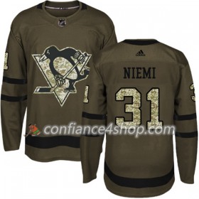 Adidas Maillot de Hockey Pittsburgh Penguins Antti Niemi 31 2017-2018 Camo Vert Authentic - Homme